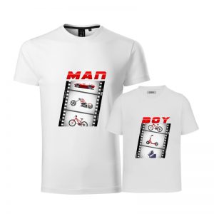 Apa-fia páros póló "MAN and BOY" mintával